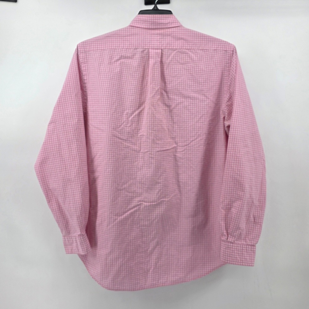 Ralph Lauren Mens Pink Gingham Check Button Down Shirt Large Long Sleeve Pony - Picture 3 of 6